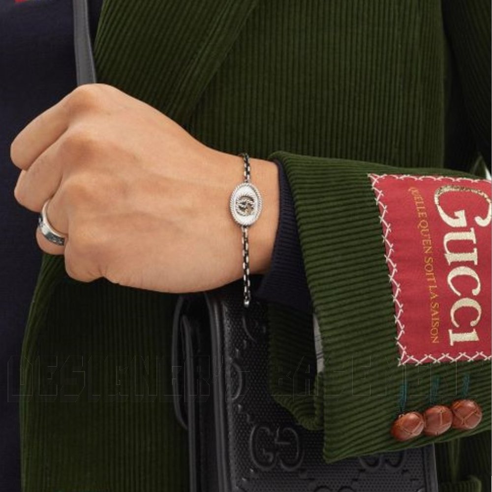 GUCCI size 18 Sterling Silver MARMONT Torchon Double G charms Chain Bracelet 🎁 - Picture 11 of 11